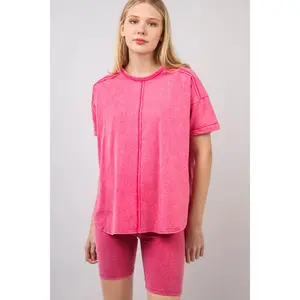 Biker short Set- Acid Wash