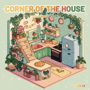 Corner Of The House Coloring Book, 30 Patterns House Corner Coloring Book, DIY Painting Supplies for Teenager, Girl, Adult, without Accessories