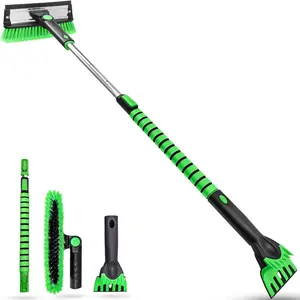 50 Inch Truck Snow Brush and Ice Scraper with Squeegee, Long Handle Extendable Windshield Ice Scraper with Foam Grip for SUV Truck Jeep RV Auto Vehicle Window