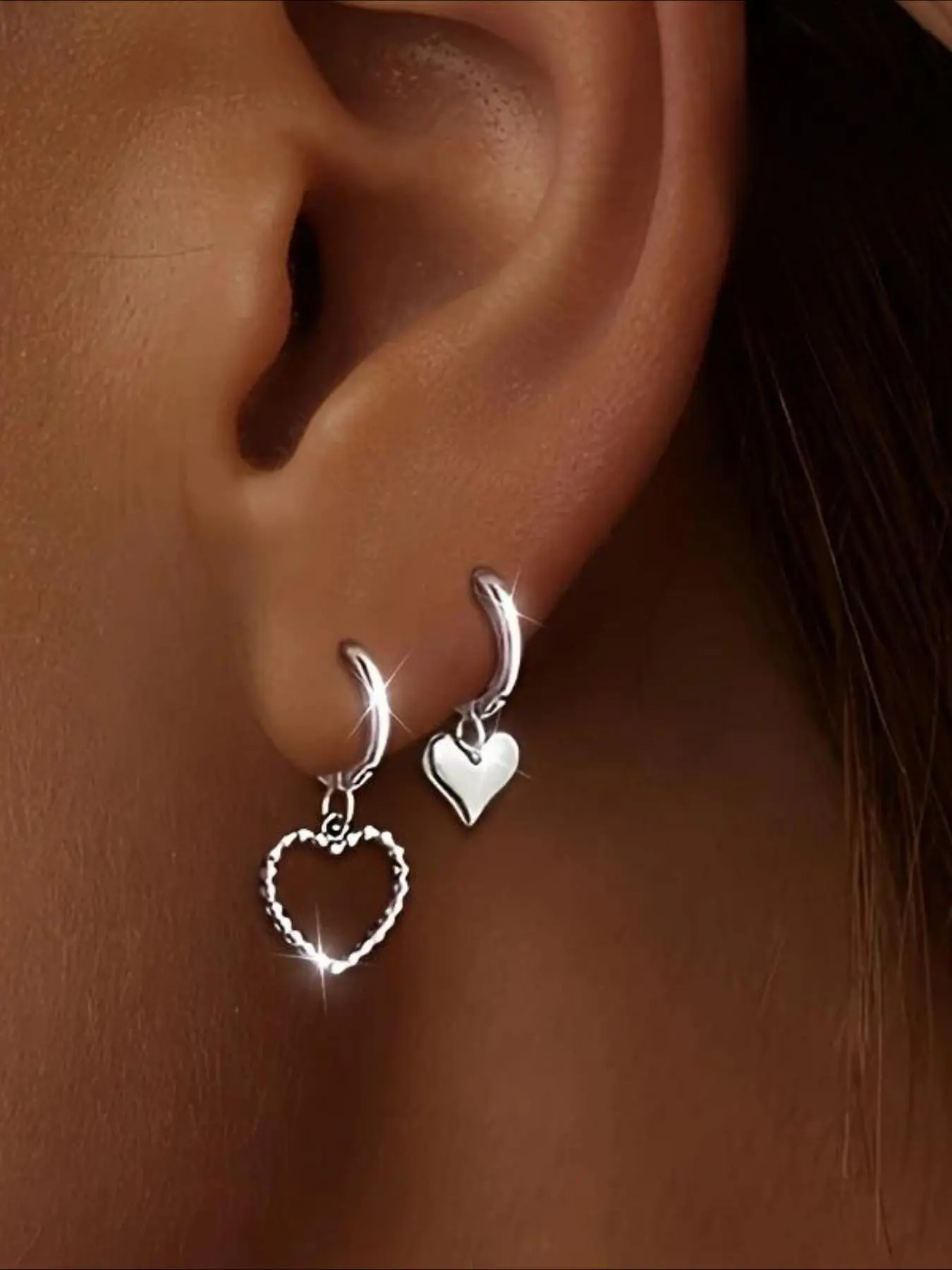 S925 Sterling Silver Heart Shaped Pendant Earrings, Artificial Zircon Earrings, Fashionable Earrings for Women & Girls, Trendy All-match & Exquisite Jewelry for Birthday Gift