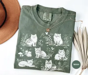 Comfort Colors Vintage 90s Cats T-Shirt, Kitten Nature TShirt, Retro Cottagecore Kittens Graphic Tee, Oversized Tshirt, Cute Pet Floral Top