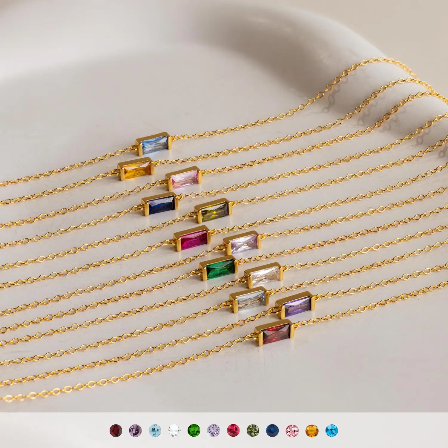 Dainty Baguette Birthstone Bracelet by Caitlyn Minimalist - Everyday Gemstone Bracelet - Personalized Jewelry - Birthday Gift for Her