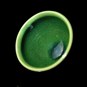 Emerald Green Crackle Glaze Jian Ware Tea Cup - Handmade Ceramic Tea Vessel