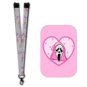 Ghostface Lanyard & Badge Holder Set with Design and Iconic Scream Mask for Personal Style