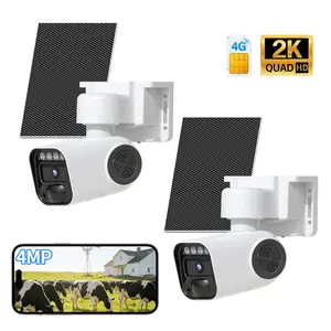 [2 PACK] 4G LTE Solar Security Camera Wireless Outdoor, No WiFi Needed, Built-In 4G eSIM, 2K Color Night Vision, PIR Motion Alerts, Two-Way Talk, 355° Pan Tilt, Solar Powered & Weatherproof, Cloud & SD Storage, Easy Setup