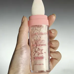 Shimmering Highlighter Powder With Soft Makeup Sponge Head, Body Glitter,Shimmer Face Highlighter Powder&Blush Stick, Body Highlighting Cosmetics,Nose Contouring & Facial Highlighting Powder Stick for Party Cosmetic Beauty Product