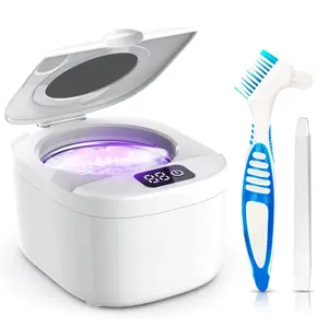 Ultrasonic Retainer Cleaner Retainer Cleaning Machine - 45kHz Ultrasonic Denture Cleaner Machine with UV-Light, Suitable for Denture Mouth Guard Aligner Dental Trays Retainer Aligner Ring & Nicklace