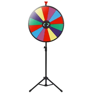ZENY 24-in Round Durable Steel Spinning Prize Wheel - 14 Adjustable Slots, Acrylic Construction, Portable Design, Click Sound Feature, Dry Erase Marker for Trade Show, Carnival