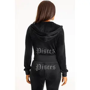 Juicy Couture Pisces Customizable Big Bling Velour Hoodie