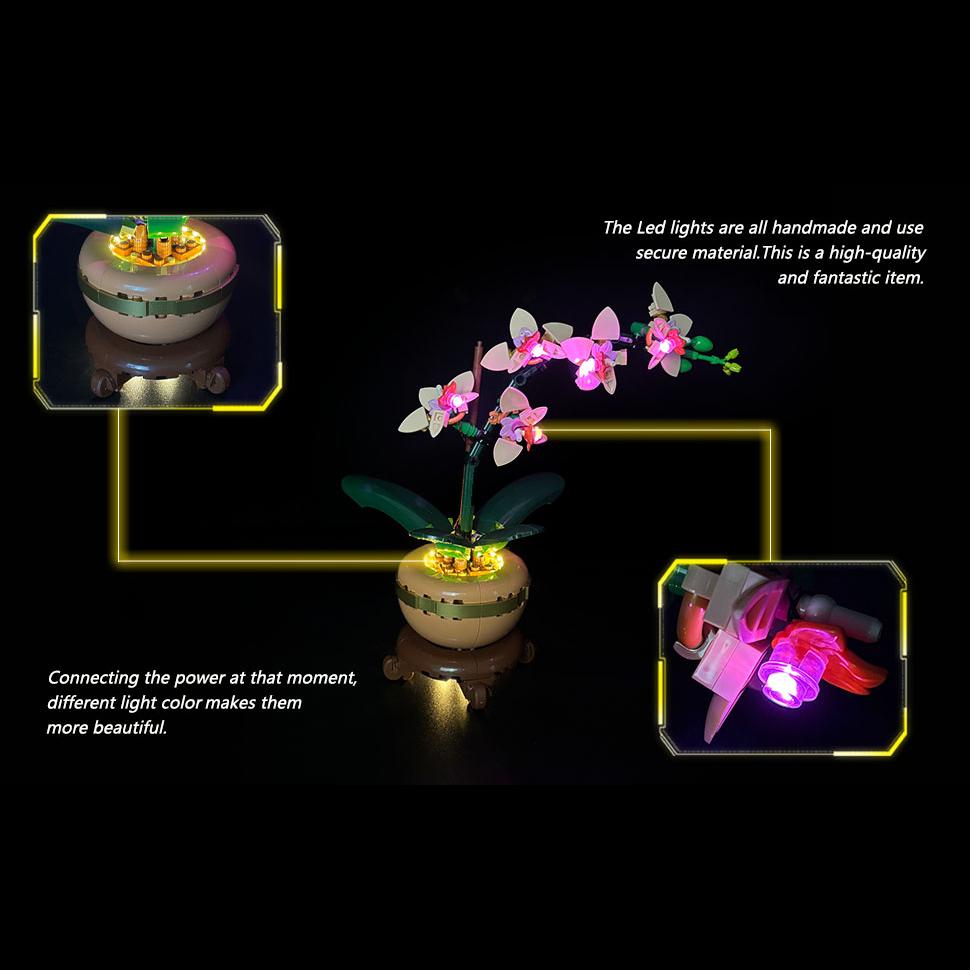 LYBMTWF Lighting Kit for LEGO 10343 Building Block Model Lighting Orchid — Indoor Plant Decor for Dining Tables, Desks, and Offices — A Valentine's Day Gift for That Special Someone (Model Set Not Included)