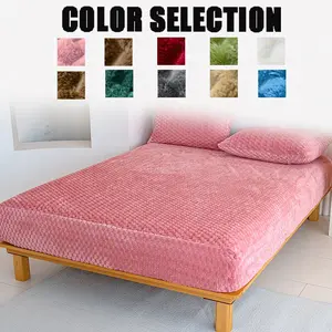 King Queen Size Velvet Bed Sheet Set, Soft Skin-Friendly Fabric, Anti-Static Deep Pocket Design, Includes 1 Fitted Sheet & 2 Pillowcases, Soft Bedding Sheet