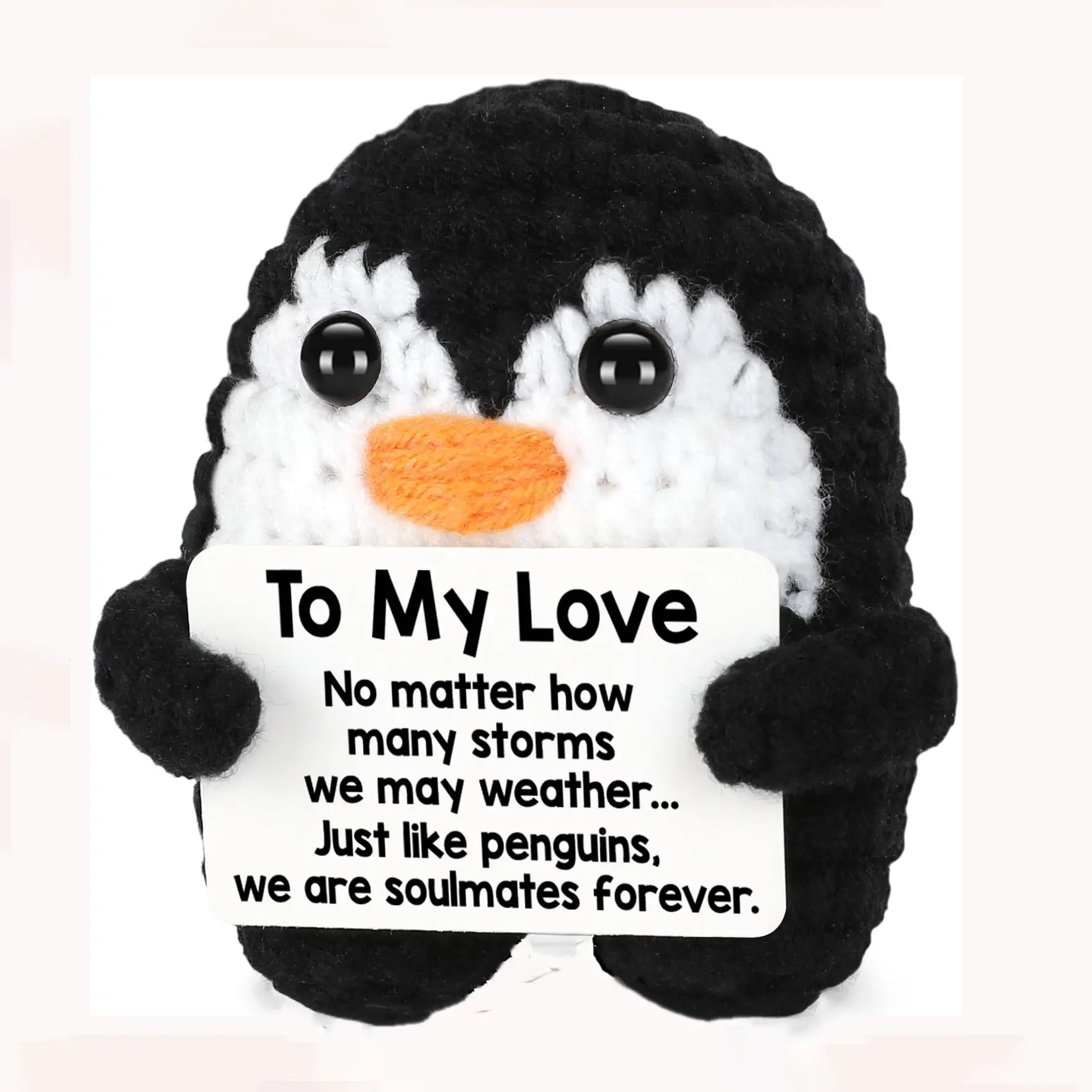 Handmade Crochet Penguin Soft Huggable Gift for Him Her, Romantic Christmas Present for Couples, Wedding Anniversary Birthday Gifts for Wife Husband, Stuffed Animal Gift, Soft Cuddly Gift