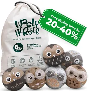 Chemical Free & Baby Safe!Reusable Wool Dryer Balls XL 6-Pack - Reduces Static, Cuts Dry Time, & Softens Naturally