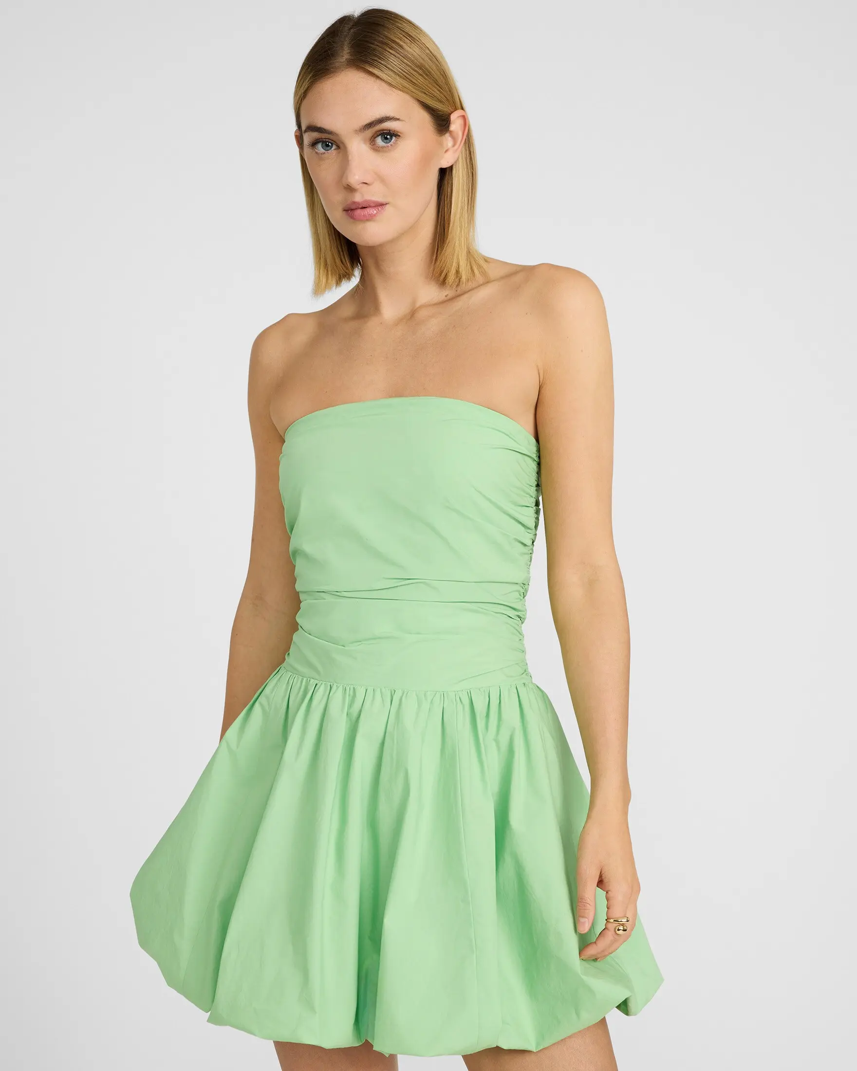 green emerald velvet dress Boxley Bubble Hem Halter Drop Waist Mini Dress Burgundy / Large main image 1