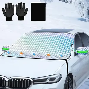 Windshield Snow Cover for Car SUV, Heavy Duty Waterproof Ice Shield with Mirror Flaps, AntiHail Frost, All Weather Exterior Protector for Winter Snow Rain Sun UV, Fits Most Vehicles
