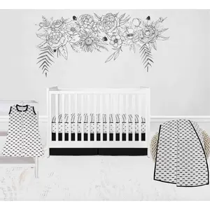 Bacati - Love Aztec Moustache/Jacks 4-Piece Muslin Crib Bedding Set with Sleep Sack - Black/Gold Unisex