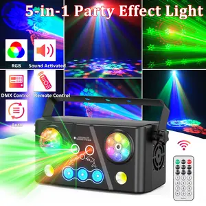 DJ Laser Party Lights, Animation RGB Laser Stage Lighting, DMX Music Sound Activated Disco Projector Lights, Remote Control Beam Effect Scan Light for Bar Wedding Nightclub Live Show