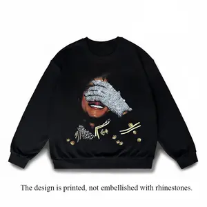Diamond Glove Sweatshirt, MJ Inspired Rhinestone Graphic Crewneck, Vintage Pop King Style Pullover, Streetwear Sparkle Fashion Top, Unisex Retro Outfit