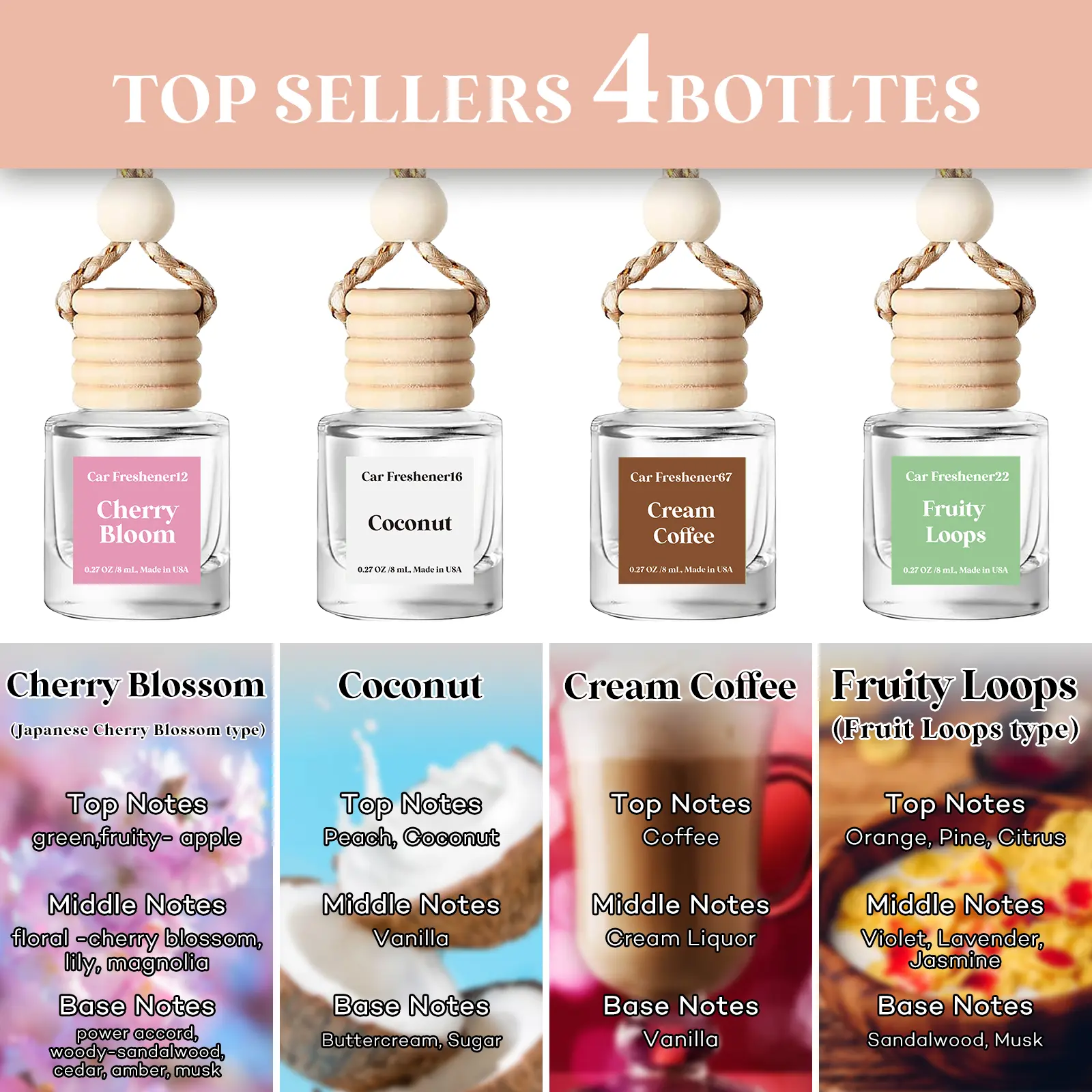 cherry & Coconut 4 bottles(c12,c16.C67.F22)