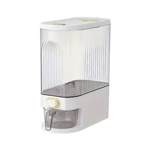 Rice Dispenser with Measuring Cup Airtight Food Storage Container for Rice Grains & Beans 11LB 22LB Options White Design