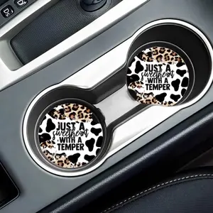 Leopard and Cow Print Sarcasm Car Coasters - Unique Design for Car Decoration