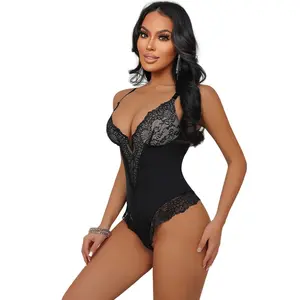 Colombian Faja Waist Trainer Full Body Shapewear Large Size Tummy Control Hourglass Figure Lift the Hips Womenswear Bodysuit Breathable Lace Compression Panels 4-Way Stretch Everyday Everyday Everyday Unlined Plunge Thong