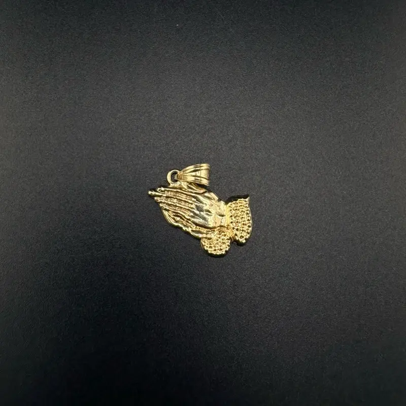 14k Gold Praying Hands pendants , 0.5in Carat Gold Jewelry Accessory