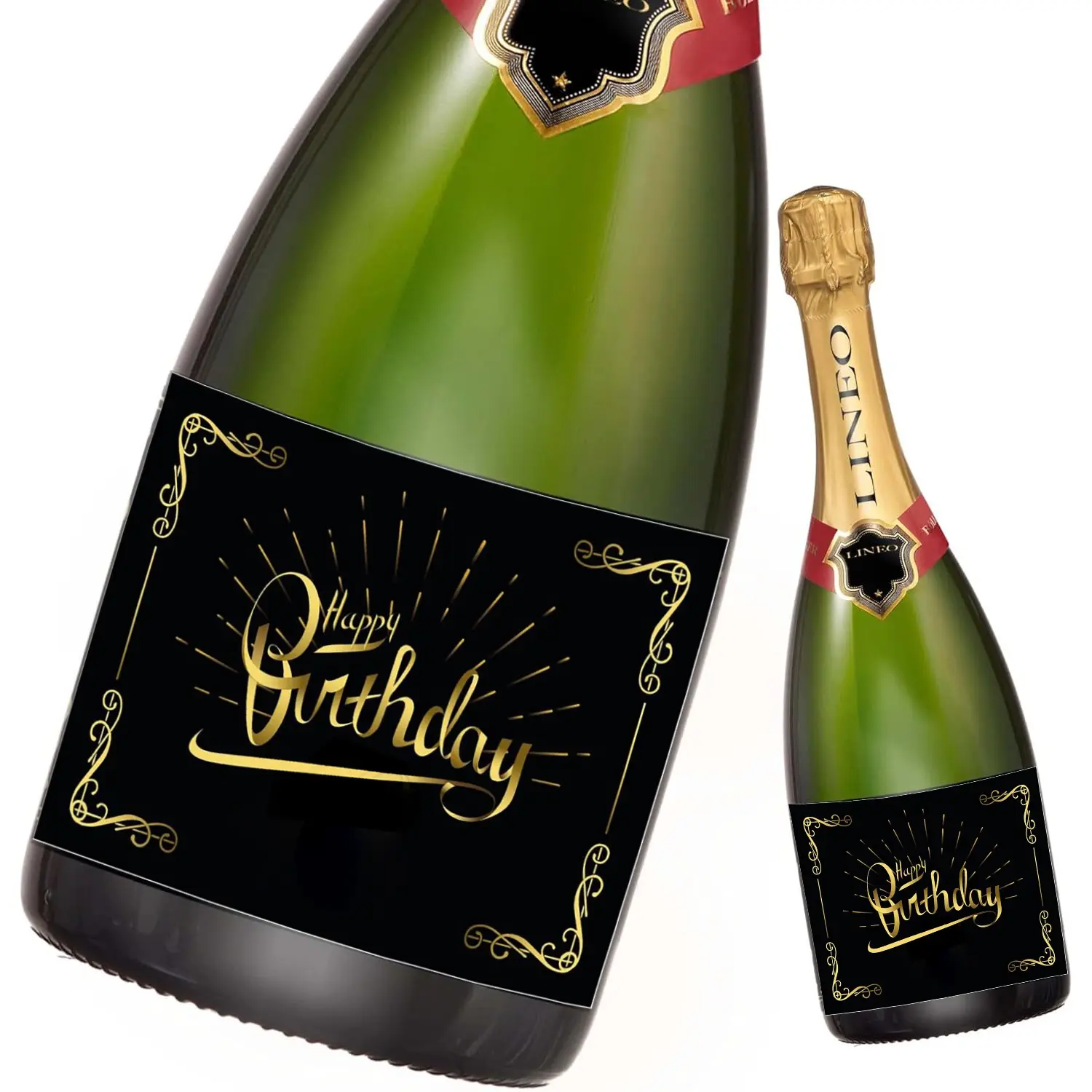 5 Pcs- Birthday Bottle Labels, Self-Adhesive Decorative “HappyBirthday” Stickers for Champagne & Wine Bottles, Fun Gift Idea for Men & Women, Celebrate, 4*6in/3.5*5in Two sizes are available.