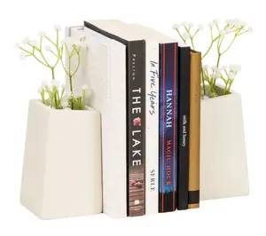 Mind Reader Cement Planter Bookends, Desk Decor
