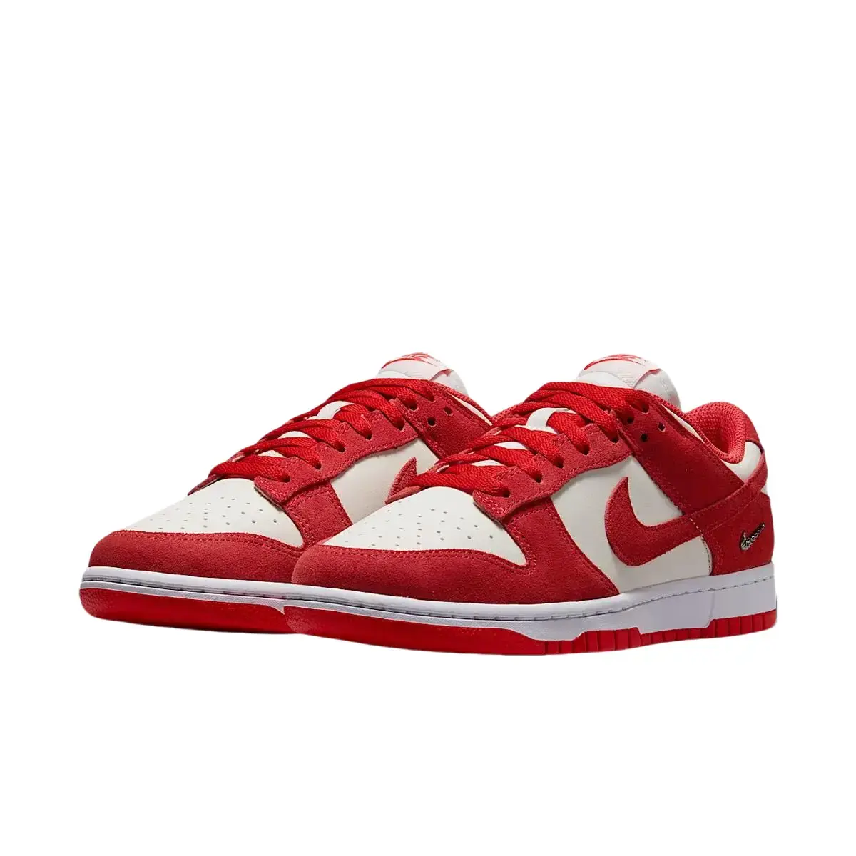 Nike Dunk Low 'Sail White Metallic Silver Light Crimson' Women's All Seasons Smooth Leather Upper Cushioned Comfort Durable Traction, Casual, Shoe