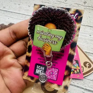 Minding my Business Booked Nostalgia Hospital ID Healthcare Worker Lab Nurse Xray Pharmacy Reg  Glitter Acrylic Badge Clip Nurse Badge Reel