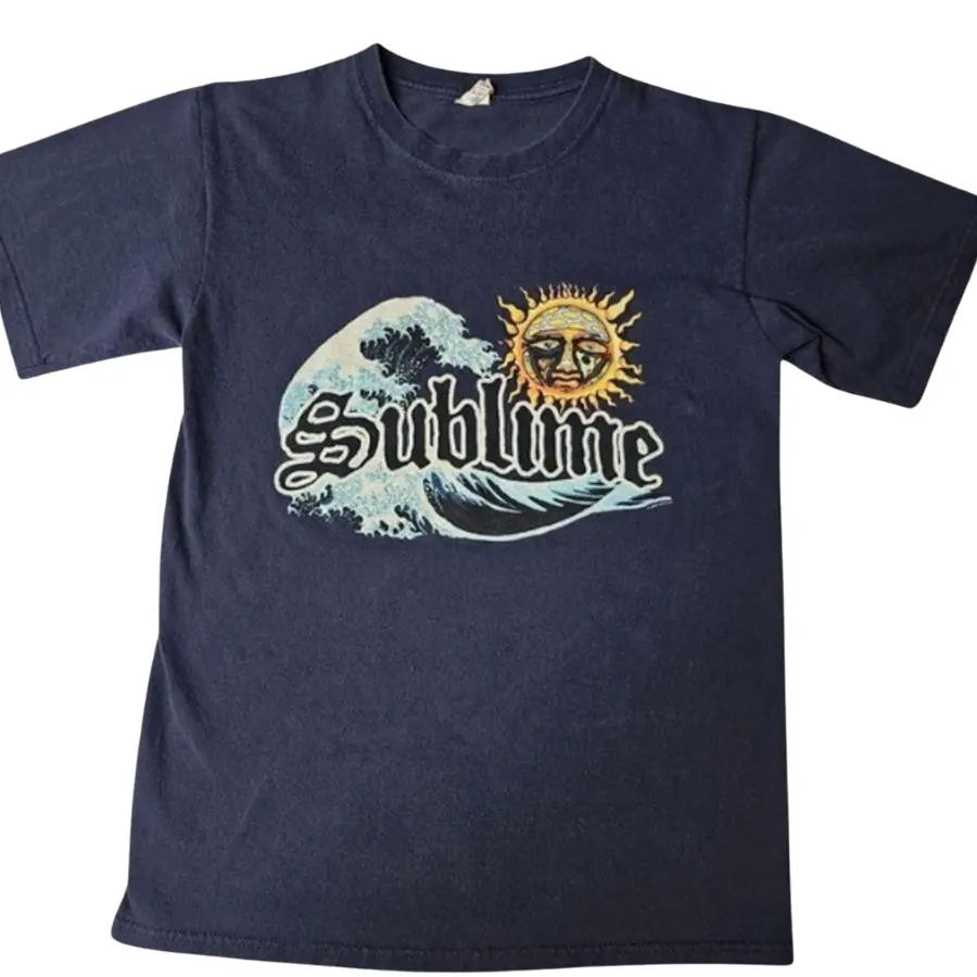 Vintage 2000 Sublime Band T Shirt Dark Blue, Short Sleeve Graphic Tee, Retro Music Shirt