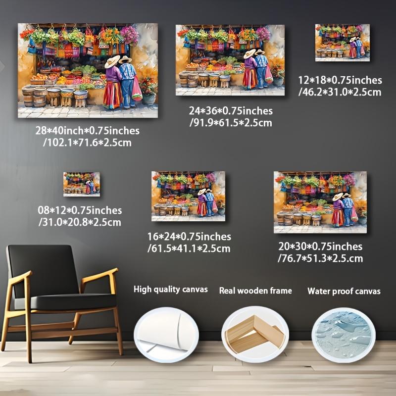 2d, 1 Unique Canvas Wrapped Framed Painting, Mexican Market Prints, Printable Hispanic Wall Art, Digital Download Traditional Painting Decorate Your Office Bedroom, Living Room, A Thoughtful Gift, Ready To Hang. Bathroom Waterproof, Independence Day