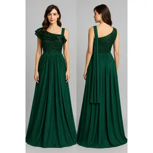 Emerald Green Drape Style Gown