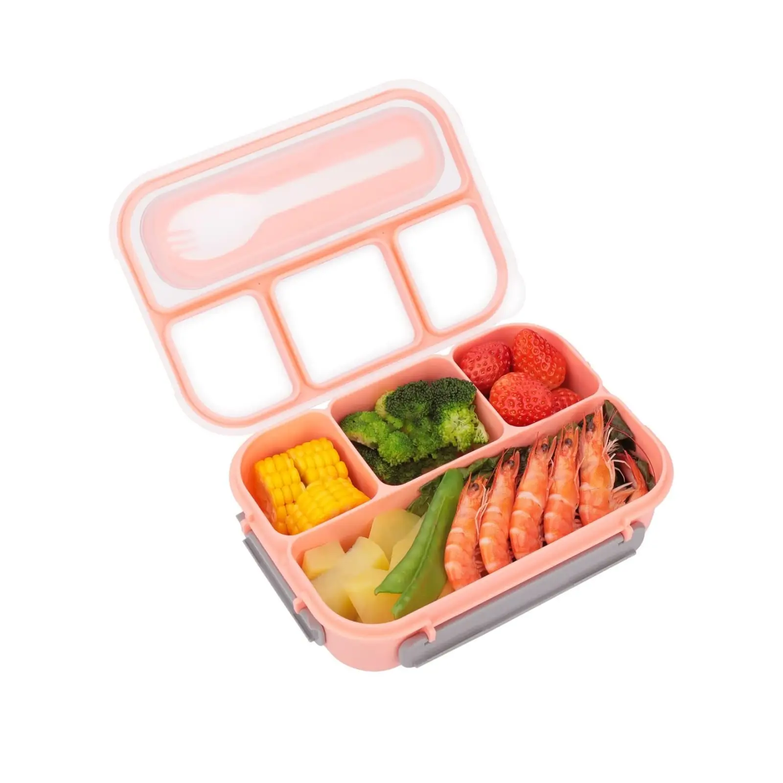 Bento Lunch Box, Boys and Girls Bento Lunch Box with 4 Compartments and Spoon 1000 ML Leakproof Food Storage Box for School, Work and Travel, BPA Free