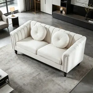 Microfiber 2-Seater Loveseat Sofa, Super Soft Easy Clean Living Room Couch, Stain Resistant Comfy Double Seat Furniture for Small Space Apartment