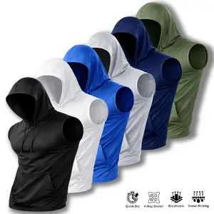 1/3 Pack Men's Big Pocket Hooded Quick-Drying Sports Vest for Active Wear and Comfort