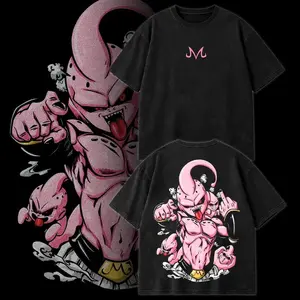 Mauu Dragll Z Anime Shirt – Vintage Washed Manga Graphic Tee, Heavy Cotton Oversized T-Shirt, Kuu Majmbol, Retro Anime Streetwear, Unisex Otaku Fan Tee