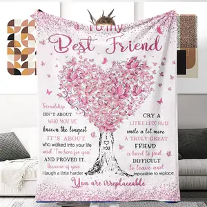 Best Friend Letter Pattern Blanket,  1 Count Soft Comfortable Throw Blanket, Warm Napping Blanket For Home Office Travel Camping