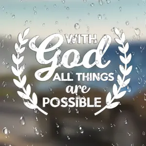 With God All Things Are Possible Sticker, Car Decals, Inspirational Quote Decal for Cars Laptops Fridges Suitcases Plastic Surfaces, Truck Car Decal, Vehicle Exterior Decoration