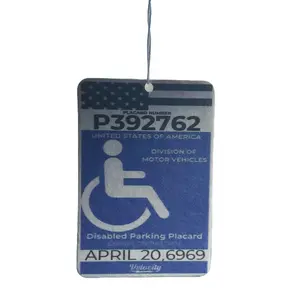 Handicap Placard Air Freshener - United States of America Disabled Parking Placard with American Flag Design