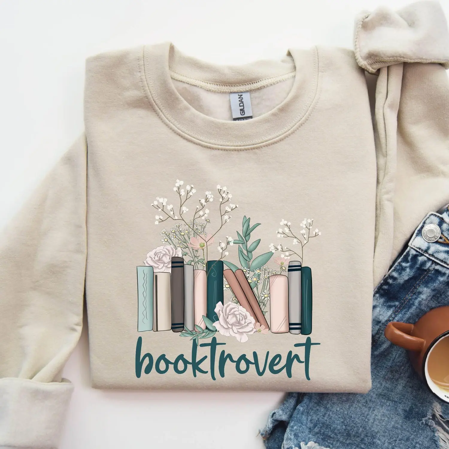 Booktrovert Sweatshirt, Funny Book Lover Sweater, Teacher Gift, Librarian Shirt, Reading Sweatshirt, Book Lover Gift, Women Cotton Clothing A1KT