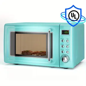 MULTIGOT Retro Countertop Microwave Oven for Home Use - 0.7Cu.Ft, 700-Watt, Compact Microwave Oven, with 5 Micro Power And 360° Rotating & Rapid Heating for Pizza, Bread, Etc. Defrost & Auto Cooking Function, Delayed Start Function, Retro Style Microwave