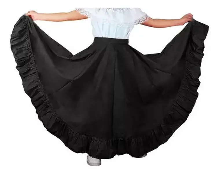 Folklorick Dance Skirt, Women and Girls, Falda folklorica Medio Vuelo, Tipica Falda Mexicana performance school events