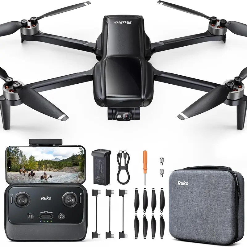 Ruko U11MINI Portable 4K Digital Drone with 3-Axis Gimbal EIS, 8K Photo, Under 249g, 96 Min Flight Time, 20000ft FPV Transmission, Rechargeable, GPS with Beeper, Controller & Accessories, AI Takeoff/Landing, Auto Return, Beginner-Friendly Blue Quadcopter