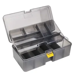 1pc Fishing Tackle Box - Double-Layer Transparent Gray Organizer with Removable Compartments, Multi-Functional Storage for Lures and Gear, Ideal for Offshore Fishing, Sea Fishing, Fishing Tackle Box