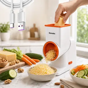 Electric Rotary Cheese Grater,One-click start for Fresh Cheese, Vegetable, Nuts,Non-slip, Three Blades,