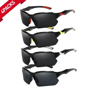4-Pack Outdoor Polarized Fashionable Sports Glasses for Men and Women – Windproof Design, Suitable for Baseball, Running, Fishing, Golf & Driving