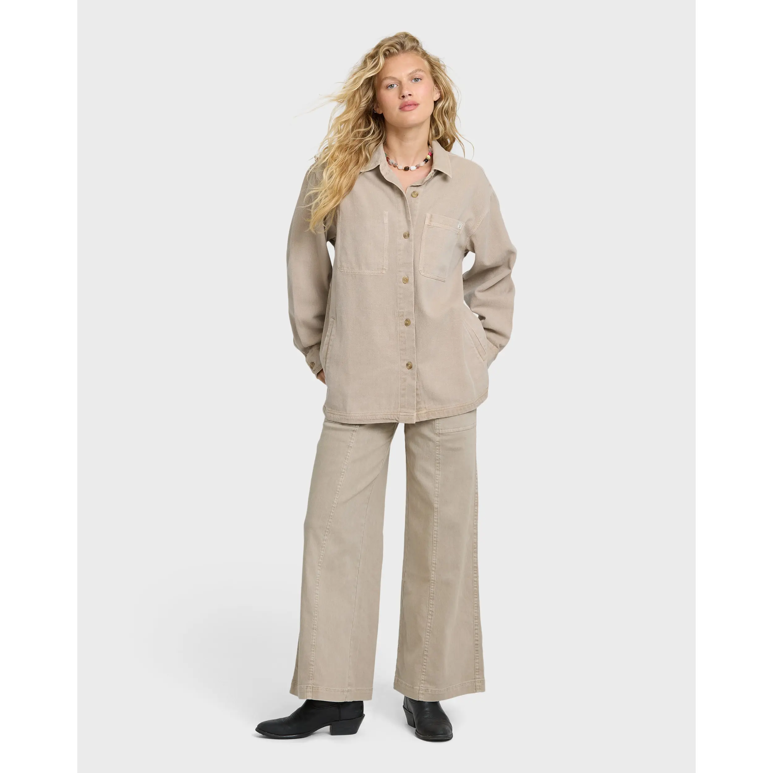 Rival Wide Leg Pants - Cobblestone