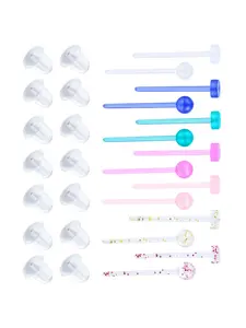 14pcs Plastic Earrings,Clear Plastic Earrings Clear Earrings Plastic Post Earrings Plastic Earring Posts and Earring Backs Silicone Earrings Clear Stud Earrings  and Blank Pins Stud…